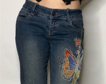 Embroidery Butterfly Pants Graphic Print Jeans Y2k Pants Vintage Retro Y2k Pants Baggy Jeans Harajuku Pants Alt Clothing 90s Jeans Y2k