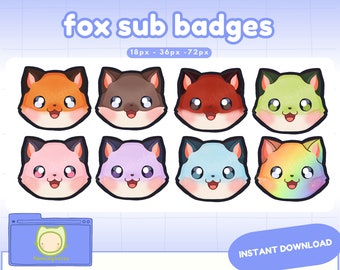 Twitch Discord sub / bit badges pastel cute kawaii fox
