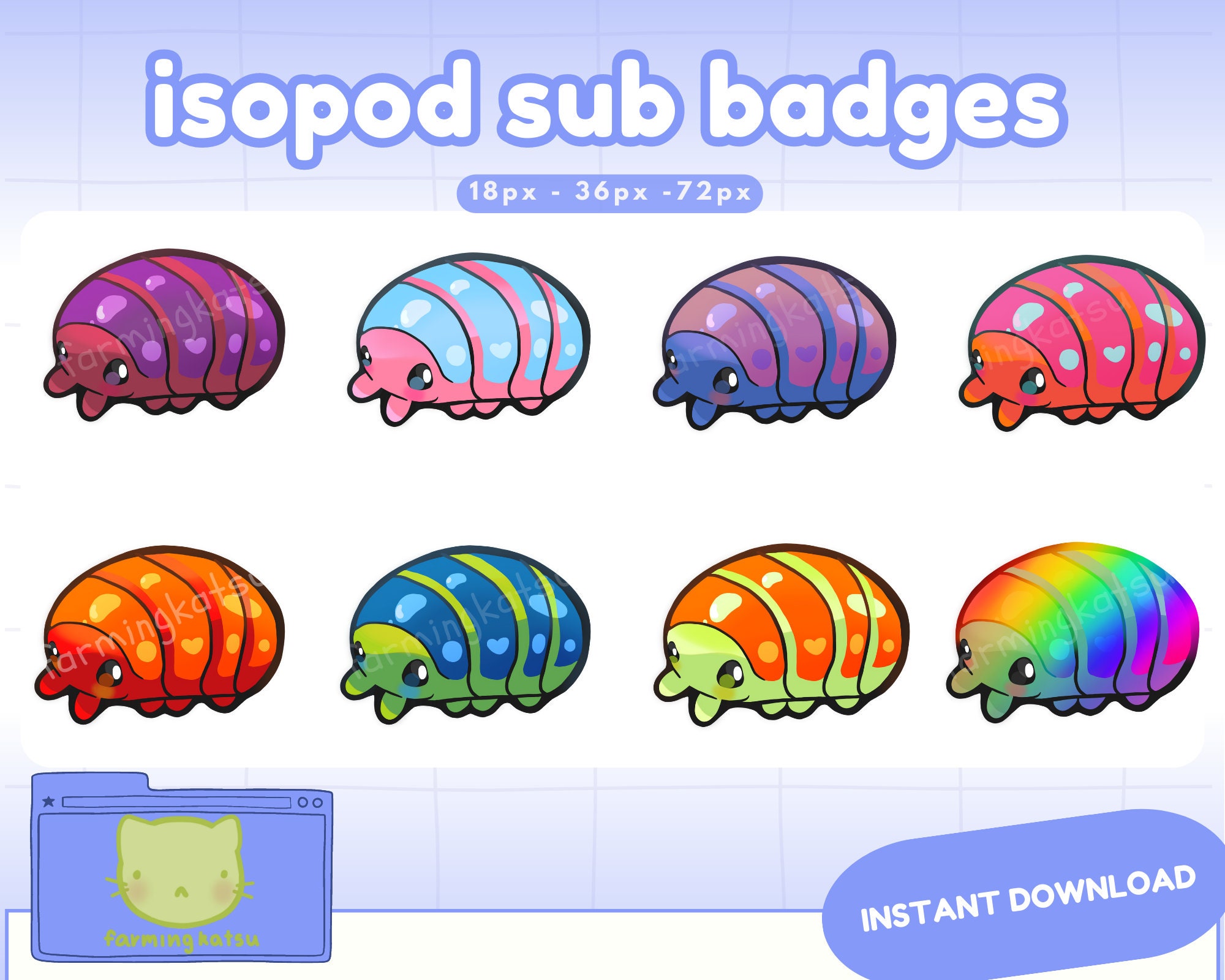 Twitch Discord sub / bit badges cute kawaii insect bug isopod