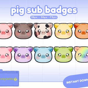 Twitch Discord sub / bit badges cute kawaii pig piglet