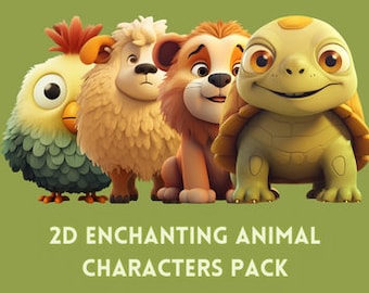 2D Zauberhafte Tier Charaktere Pack