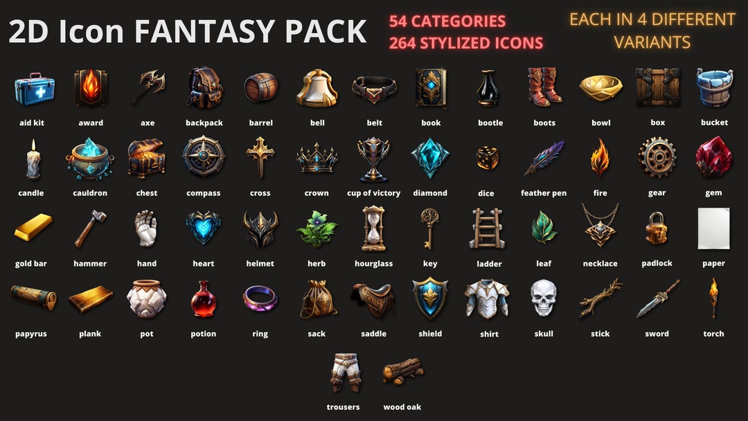 2D Icon Fantasy RPG Pack - Etsy