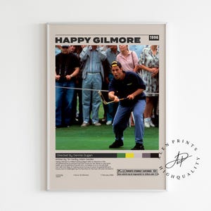 Happy Gilmore, Dennis Dugan, Minimalist Film Poster, Vintage Retro Kunstdruck, Wand Kunst Druck, Wohnkultur, Mid century modern, A3 Plakat