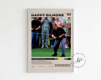 Happy Gilmore, Dennis Dugan, Minimalist Movie Poster, Vintage Retro Art Print, Wall Art Print, Home decor, Mid century modern, A3 poster