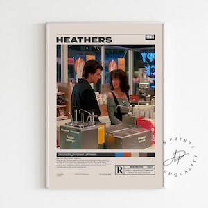 Heathers Poster, Michael Lehmann, Minimalist Movie Poster, Vintage Retro Art Print, Wall Art Print, Room decor, Mid century modern,a3 poster
