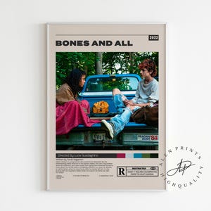 Póster de Bones and All, Luca Guadagnino, póster de película minimalista, impresión de arte retro vintage, impresión de arte de pared, decoración del hogar, moderno de mediados de siglo