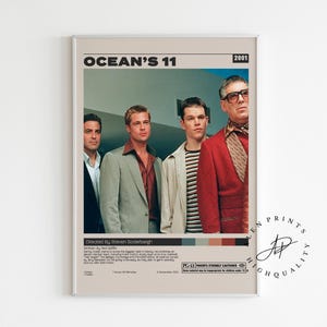 Ocean's Eleven, Steven Soderbergh, póster de película minimalista, impresión de arte retro vintage, impresión de arte de pared, decoración del hogar, moderno de mediados de siglo