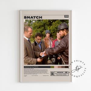 Snatch Movie Poster, Guy Ritchie, Minimalist Movie Poster, Vintage Retro Art Print, Wall Art Print, Room decor, Mid century modern