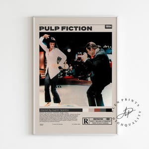 Pulp Fiction Poster, Quentin Tarantino, Minimalist Movie Poster, Vintage Retro Art Print, Wall Art Print, Room decor, Mid century modern