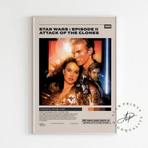 Star Wars: Episode II - Attack of the Clones, George Lucas, Minimalist Movie Poster, Vintage Retro Art Print, Wall Art Print, Room Decor