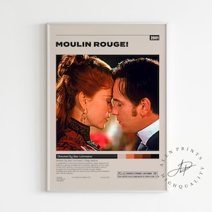 Moulin Rouge Poster, Baz Luhrmann, Minimalist Movie Poster, Vintage Retro Art Print, Wall Art Print, , Mid century modern
