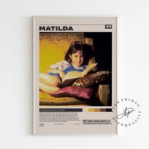 Matilda Filmplakat, Danny DeVito, Minimalistisches Filmplakat, Vintage Retro Kunstdruck, Wandkunst, Wohnkultur, Mid century modern