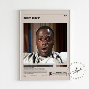 Ga weg poster, Jordan Peele, minimalistische filmposter, vintage retro kunstprint, Wall Art Print, woondecoratie, midden van de eeuw modern