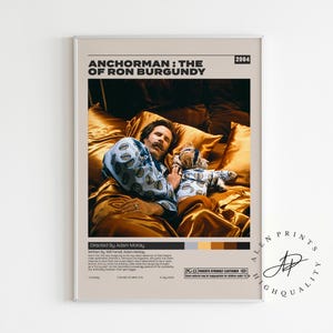 Anchorman: The Legend of Ron Burgundy, Adam McKay, Minimalist Movie Poster, Vintage Retro Art Print, Wall Art Print, Mid century modern