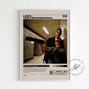 Leon Movie Poster, Luc Besson, Minimalist Movie Poster, Vintage Retro Art Print, Wall Art Print, Room decor, Mid century modern