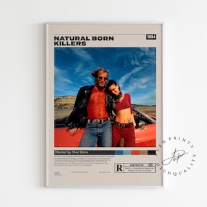 Natural Born Killers, Oliver Stone, Minimalist Filmplakat, Vintage Retro Kunstdruck, Wand Kunst Druck, Wohndeko, Raumdeko, Film Poster