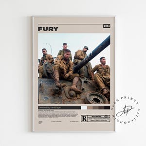 Fury Movie Poster, David Ayer, Minimalistisches Filmplakat, Vintage Retro Kunstdruck, Wand Kunst Druck, Wohnkultur, Mid century modern