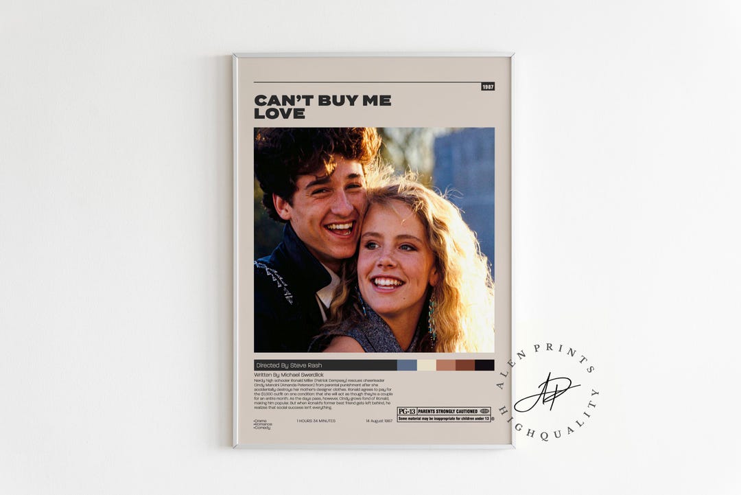 Stević Ras Can't Buy Me Love, Steve Rash, Minimalist Movie Poster, Vintage Retro ...