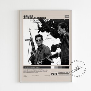 Ashes And Diamonds Poster, Andrzej Wajda, Minimalistisches Filmplakat, Vintage Retro Kunstdruck, Mid century modern