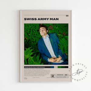 Swiss Army Man Poster, Daniel Kwan,Daniel Scheinert, Minimalist Movie Poster, Vintage Retro Art Print, Wall Art Print, ,Mid century modern