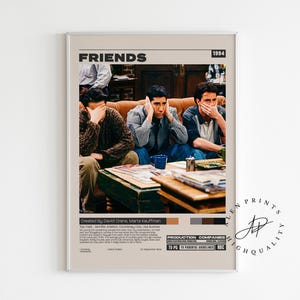 Friends Poster, David Crane, Minimalist Tv Series, Vintage Retro Art Print, Mid century modern, Tv Series Poster, Tv Show Poster