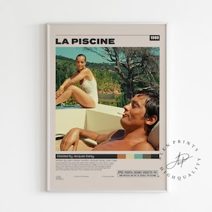 Póster de La Piscine, Jacques Deray, póster de película minimalista, impresión de arte retro vintage, impresión de arte de pared, decoración del hogar, moderno de mediados de siglo, póster A3