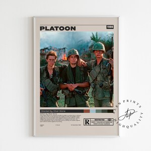 Poster Platoon, Oliver Stone, poster minimalista del film, stampa artistica retrò vintage, stampa artistica da parete, arredamento per la casa, moderno di metà secolo, arredamento per la stanza