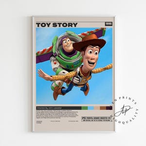 Toy Story Poster, John Lasseter, Minimalist Film Poster, Vintage Retro Kunstdruck, Wand Kunst, Mid century Modern, Raumdeko