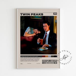 Poster di Twin Peaks, Mark Frost, serie TV minimalista, stampa artistica retrò vintage, stampa artistica da parete, moderno di metà secolo, poster della serie TV