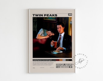 Twin Peaks Poster, Mark Frost, Minimalist Tv Serie, Vintage Retro Kunstdruck, Wand Kunst Druck, Mid century modern, Tv Serie Poster
