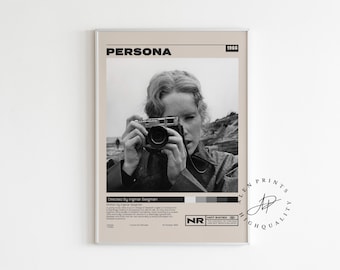 Póster de Persona, Ingmar Bergman, póster de película minimalista, impresión de arte retro vintage, impresión de arte de pared, decoración de habitación, moderno de mediados de siglo, póster a3
