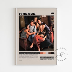 Friends Poster, David Crane, Minimalist Tv Series, Vintage Retro Art Print, Mid century modern, Tv Series Poster, Tv Show Poster