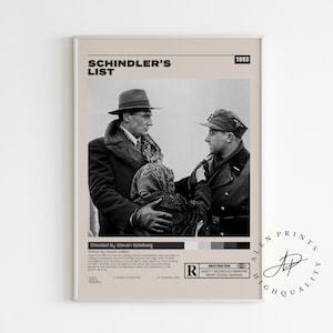 Schindler&#39;s List, Steven Spielberg, Minimalist Movie Poster, Vintage Retro Art Print, Wall Art Print, Mid century modern, Room Decor