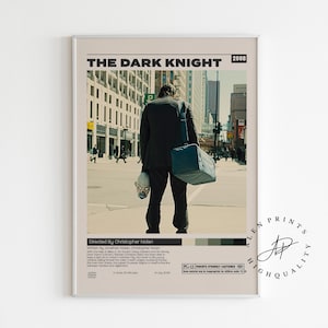 El caballero oscuro, Christopher Nolan, póster de película minimalista, impresión de arte retro vintage, impresión de arte de pared, decoración del hogar, moderno de mediados de siglo, póster A3