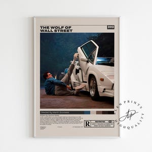 The Wolf of Wall Street, Martin Scorsese, Minimalistisches Filmplakat, Vintage Retro Kunstdruck, Wandkunst, Wohnkultur, Mid century Modern