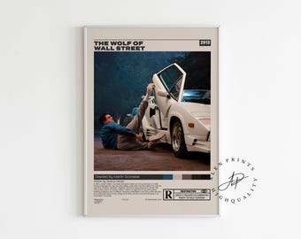 The Wolf of Wall Street, Martin Scorsese, Minimalist Movie Poster, Vintage Retro Art Print, Wall Art Print, Home decor, Mid century modern