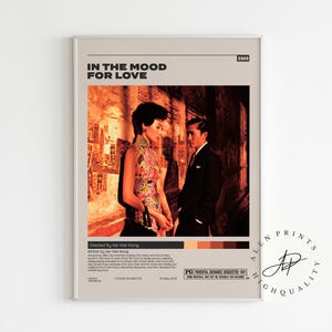 In the Mood For Love, Kar-Wai Wong, Minimalist Movie Poster, Vintage Retro Art Print, Wall Art Print,Home decor, Mid century modern