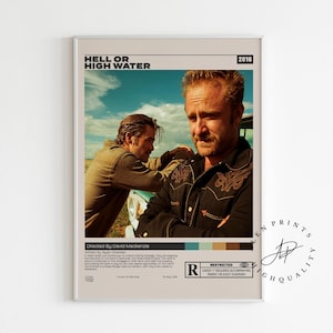 Hell or High Water, David Mackenzie, Minimalistisches Filmplakat, Vintage Retro Kunstdruck, Wand Kunst Druck, Mid century Modern, Raumdeko