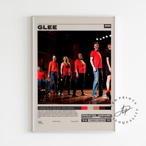 Pôster de Glee, Ian Brennan, Série de TV minimalista, Impressão de arte retrô vintage, Impressão de arte de parede, Moderno de meados do século, Pôster de série de TV, Decoração de quarto