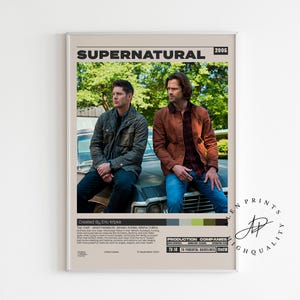 Supernatural Poster, Eric Kripke, Minimalistische Tv Serie, Vintage Retro Kunstdruck, Wand Kunst Druck, Mid century modern, Tv Serie Poster