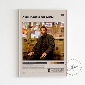 Póster de Hijos de los hombres, Alfonso Cuarón, póster de película minimalista, impresión de arte retro vintage, impresión de arte de pared, decoración moderna de mediados de siglo, decoración del hogar