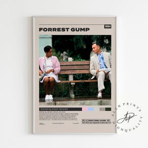 Forrest Gump Poster, Robert Zemeckis, Minimalistisches Filmplakat, Vintage Retro Kunstdruck, Wandkunst, Wohnkultur, Mid century Modern