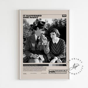 It Happened One Night, Frank Capra, Minimalist Movie Poster, Vintage Retro Art Print, Wall Art Print, Home decor, Mid century modern