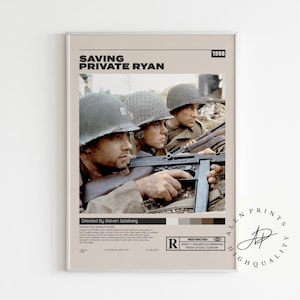 Saving Private Ryan, Steven Spielberg, Minimalist Movie Poster, Vintage Retro Art Print, Wall Art Print, Mid century modern, Room Decor