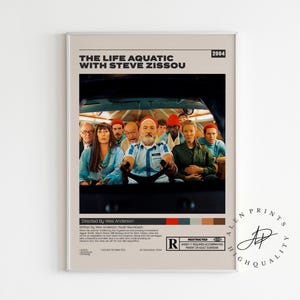 The Life Aquatic with Steve Zissou, Wes Anderson, Minimalist Movie Poster, Vintage Retro Art Print, Wall Art Print, Mid century modern