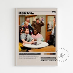 Parks and Recreation, Greg Daniels, Minimalistisches Filmplakat, Vintage Retro Kunstdruck, Wand Kunst Druck, Mid century Modern, Raumdeko