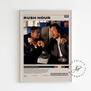 Rush Hour Poster, Brett Ratner, Minimalist Filmplakat, Vintage Retro Kunstdruck, Wand Dekoration, Mid century modern