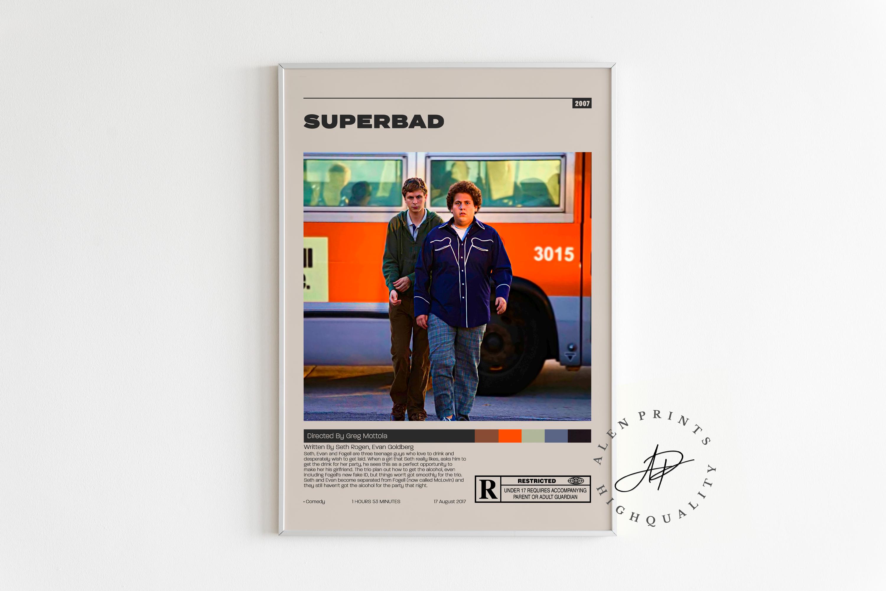 Superbad Movie Poster,Greg Mottola, Minimalist Movie Poster, Vintage Retro Art Print, Wall Art Print, Home decor,Mid century modern