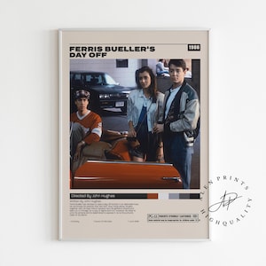 Ferris Bueller&#39;s Day Off, John Hughes, Minimalist Movie Poster, Vintage Retro Art Print, Wall Art Print, Mid century modern, Room Decor