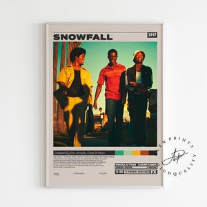 Snowfall, Eric Amadio, John Singleton, Minimalistische Serie, Vintage Retro Kunstdruck, Wand Kunst Druck, Mid century modern, Fernsehserie Poster